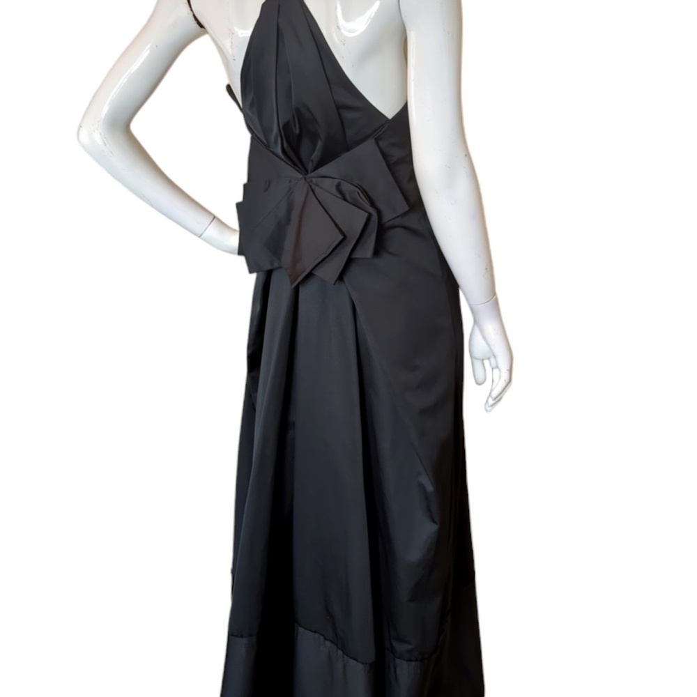 BCBGMaxAzria Long Black Sleeveless Full Maxi Dress Gown Back Bow - Picture 3 of 15